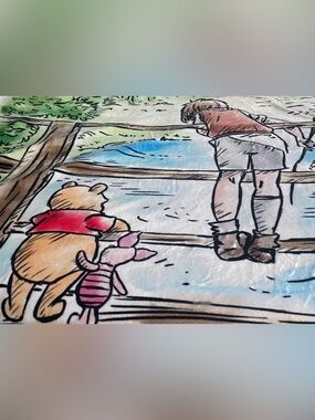 Winnie the Pooh Graphic Throw Blanket - Blue, Green, Brown